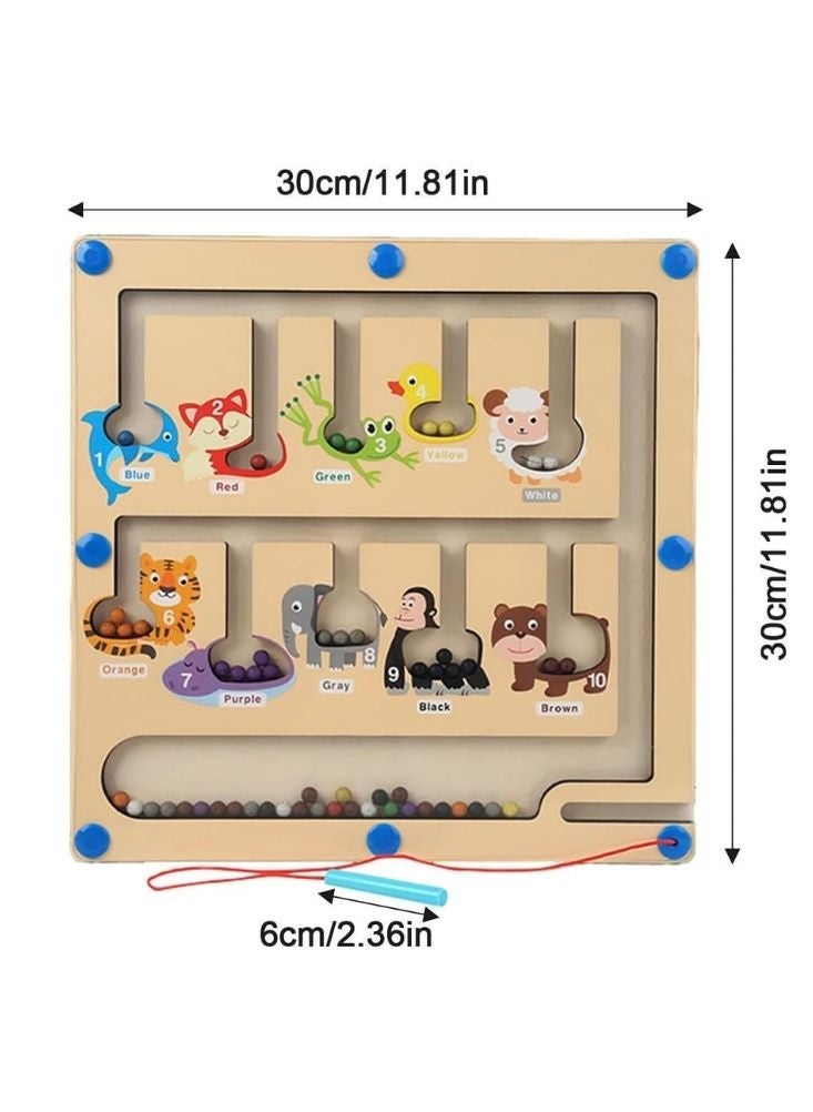 بريميم لوحة متاهة خشبية لفرز الألوان والحيوانات - أحجية خرز مغناطيسية مونتيسوري لتمييز الألوان والعد وتنسيق اليد والعين - Image 4